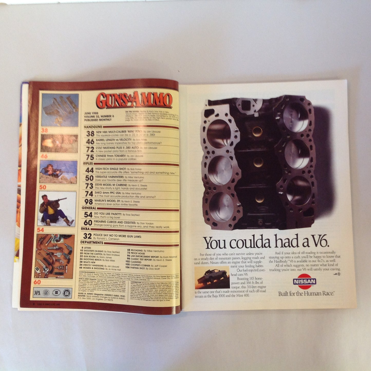 Vintage Jun 1988 Guns & Ammo Magazine New HK Multi-Caliber Mini P7 Firearms Curios Police Gun Laws