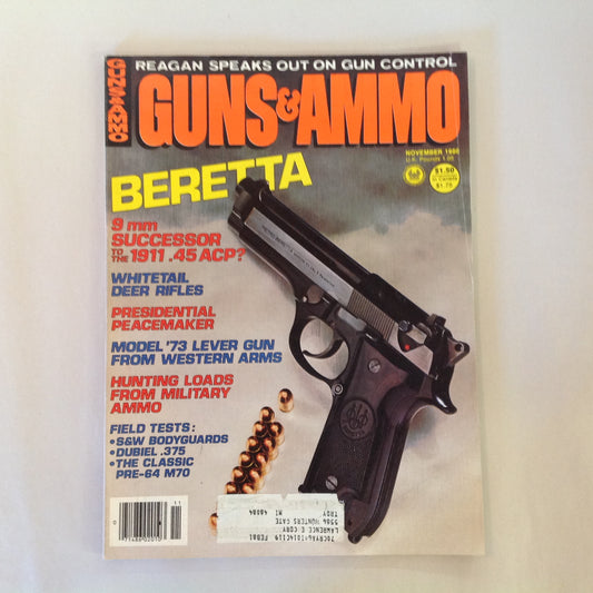 Vintage Nov 1980 Guns & Ammo Magazine Beretta Whitetail Deer Rifles Peacemaker Model 73 Hunting Loads Reagan Gun Control
