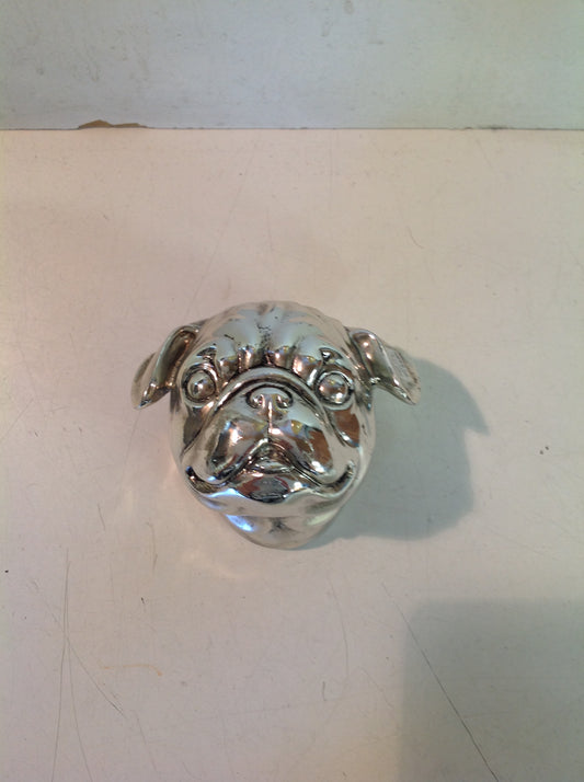 Vintage Chromed Pug Head Wall Hanger