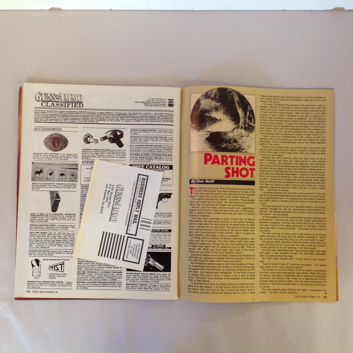 Vintage Nov 1987 Guns & Ammo Magazine All New Ruger Super Redhawk Ultimate Rifles Side By Side Shotguns
