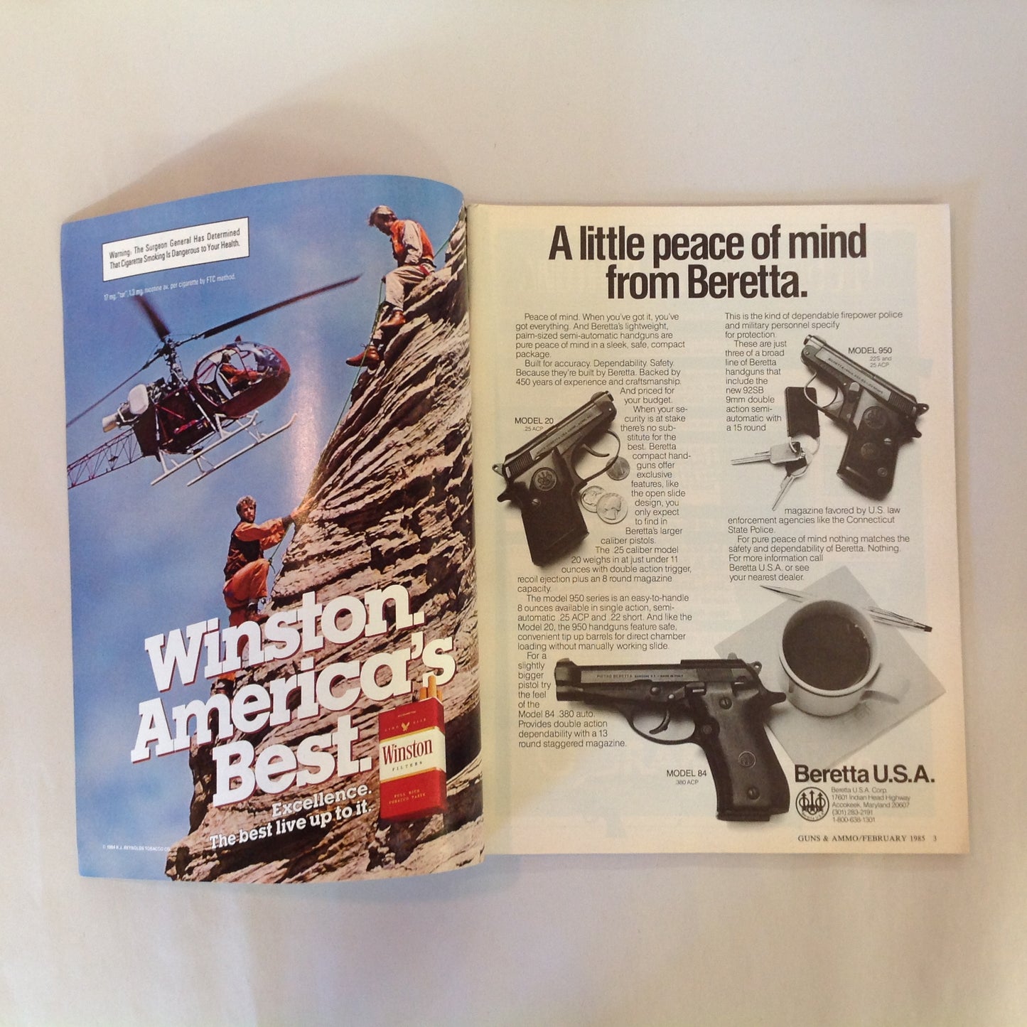Vintage Feb 1985 Guns & Ammo Magazine .41 Magnums 20 gauge 9mm LAHTI