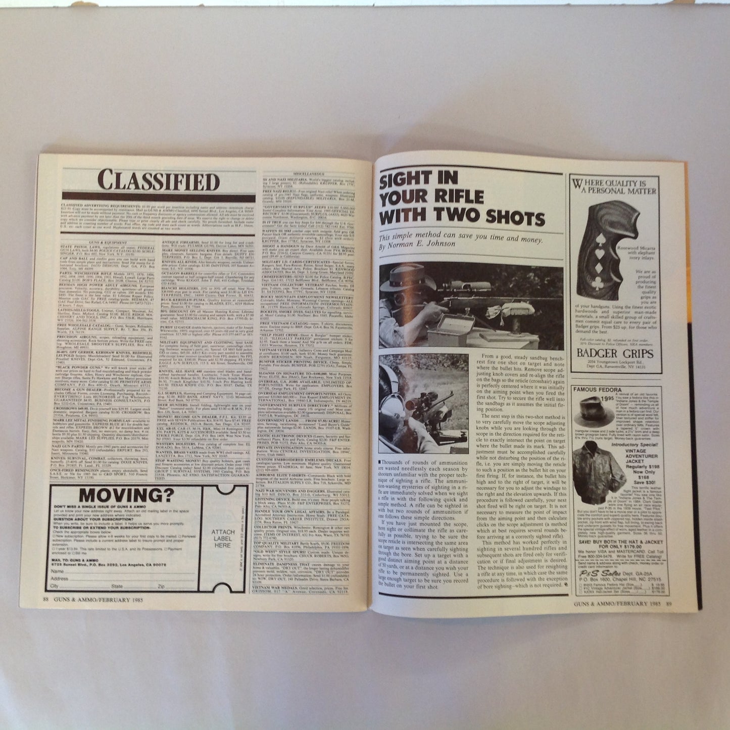 Vintage Feb 1985 Guns & Ammo Magazine .41 Magnums 20 gauge 9mm LAHTI