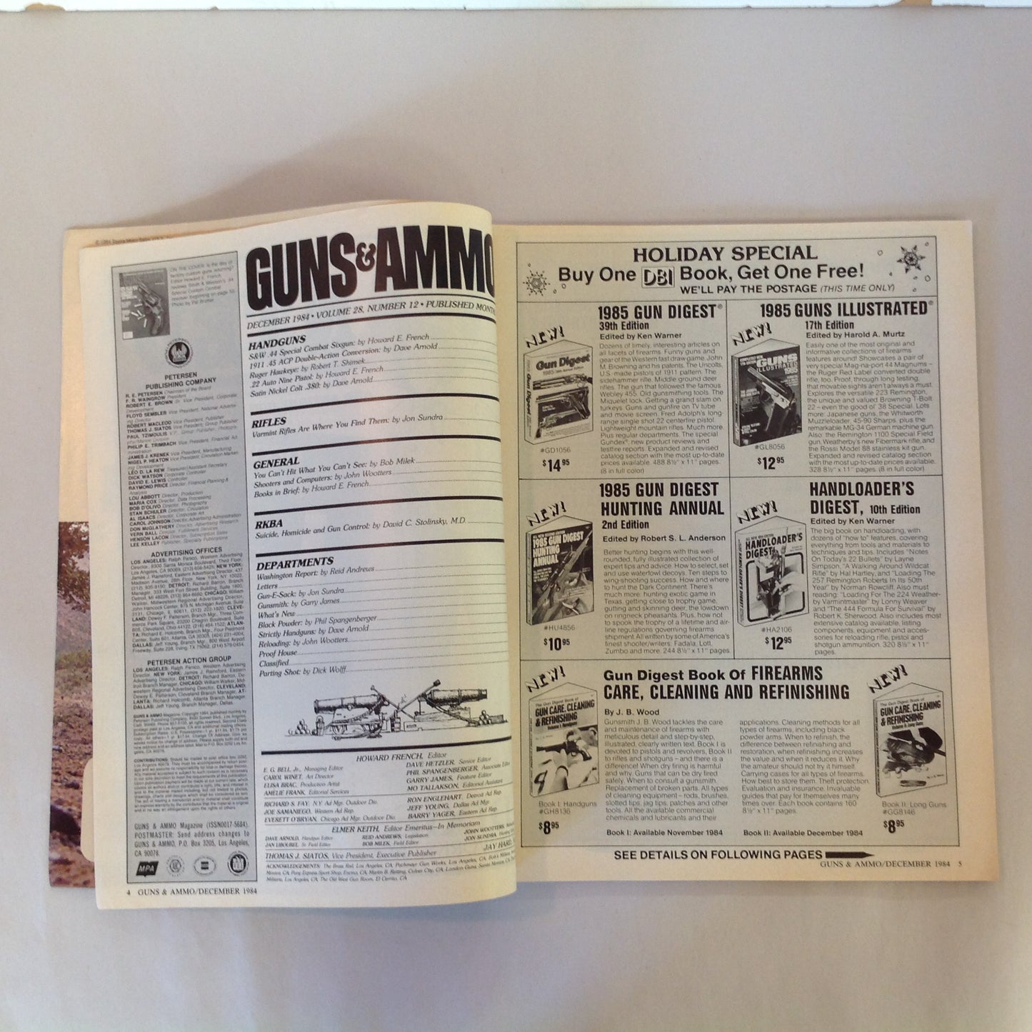Vintage Dec 1984 Guns & Ammo Magazine S&W Custom Combat .44 Special Big Bore Varmint Rifles
