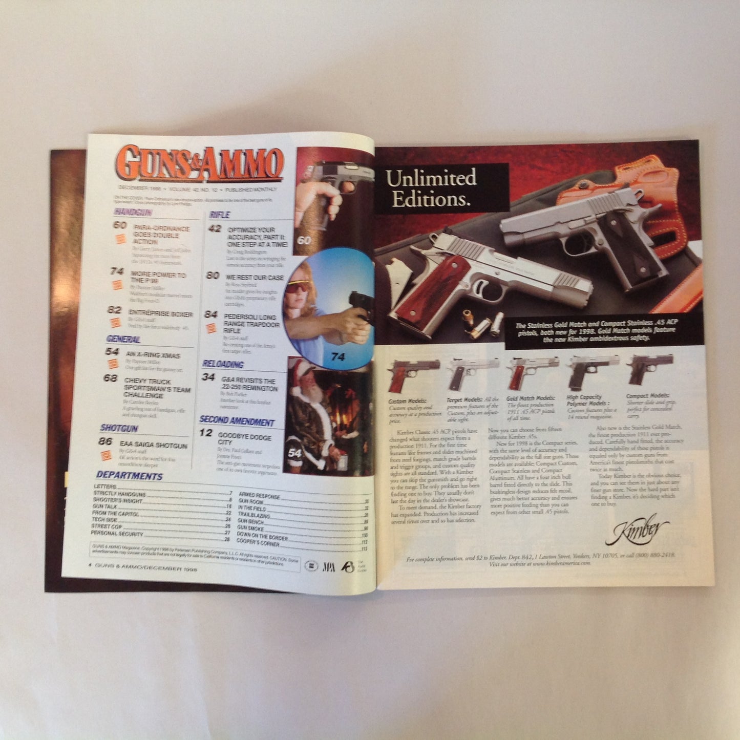 Vintage Dec 1998 Guns & Ammo Magazine 40th Anniversary Holiday Gun Gift Guide Para-Ord Walther