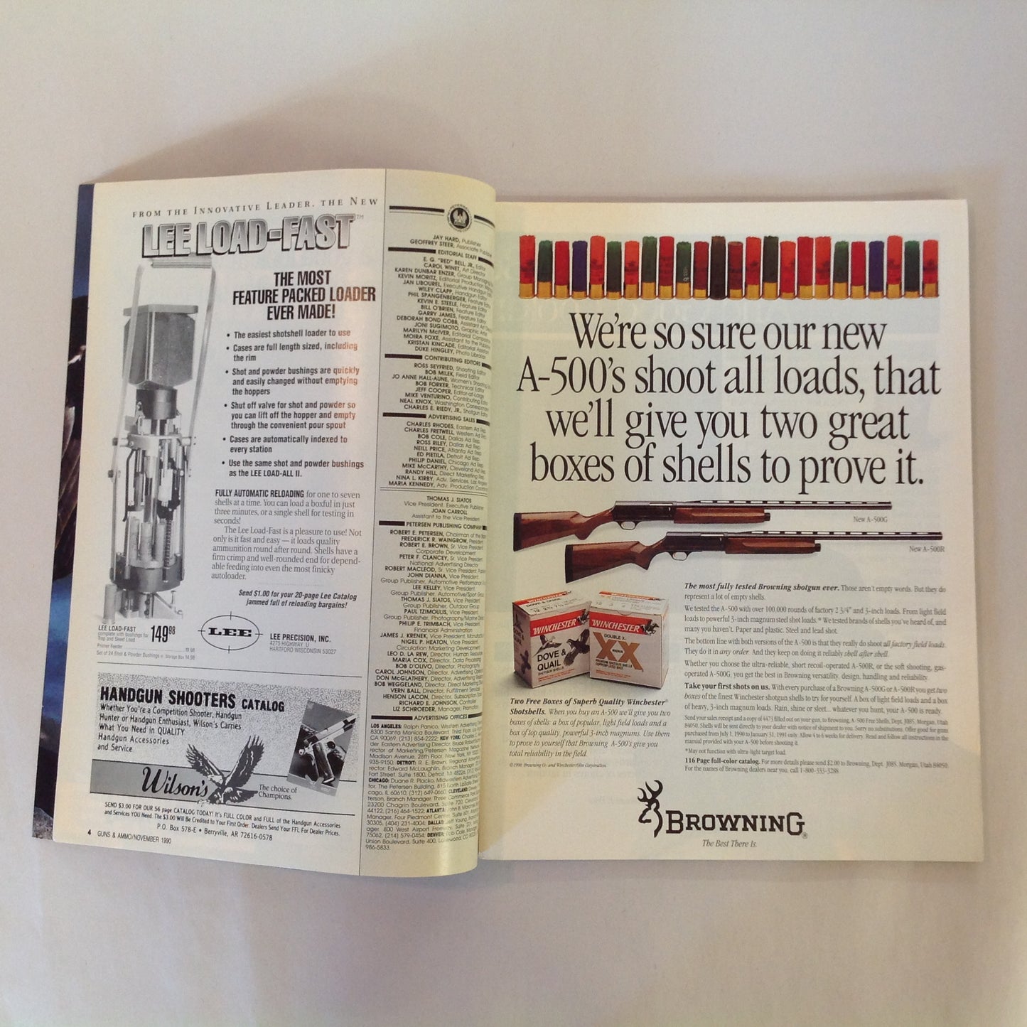Vintage Nov 1990 Guns & Ammo Magazine New Breed Double-Action Only Autos Pro Gun Voting Guide