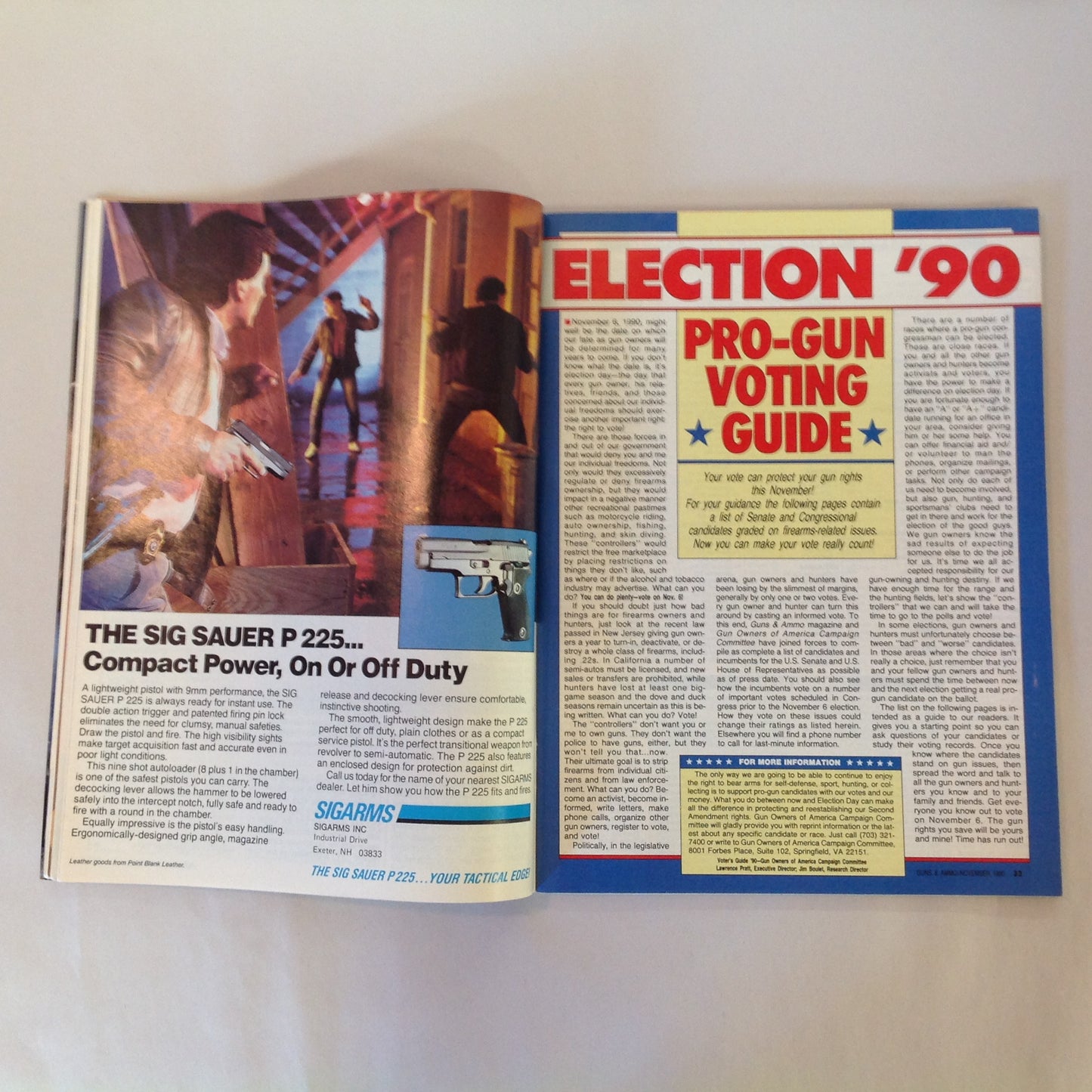 Vintage Nov 1990 Guns & Ammo Magazine New Breed Double-Action Only Autos Pro Gun Voting Guide