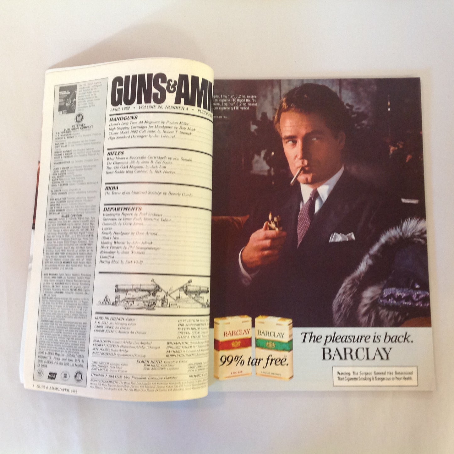 Vintage Apr 1982 Guns & Ammo Magazine Llama's Long Tom .44 Magnum .22 Chipmunk .450 G&A