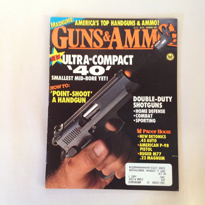 Vintage Feb 1991 Guns & Ammo Magazine Ultra-Compact 40 Point-Shoot A Handgun Double-Duty Shotguns