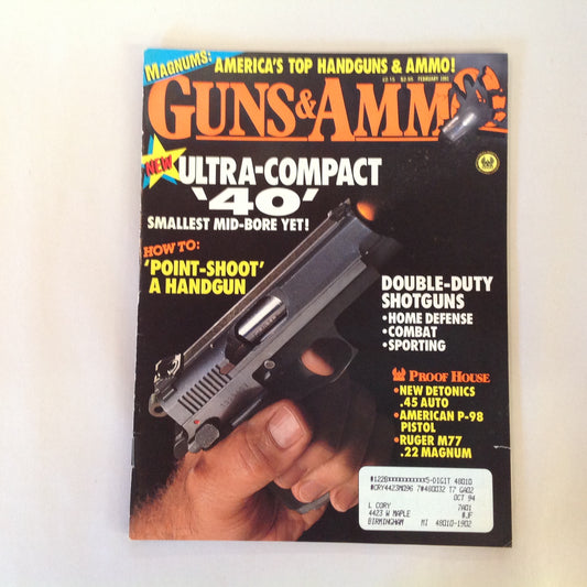 Vintage Feb 1991 Guns & Ammo Magazine Ultra-Compact 40 Point-Shoot A Handgun Double-Duty Shotguns