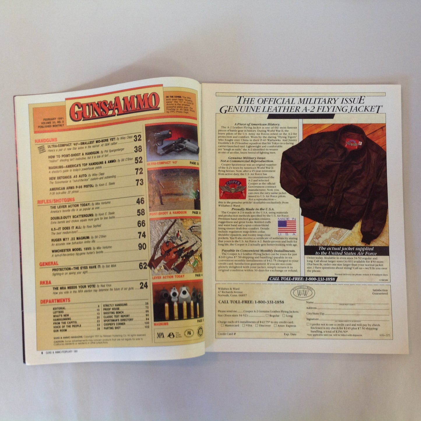 Vintage Feb 1991 Guns & Ammo Magazine Ultra-Compact 40 Point-Shoot A Handgun Double-Duty Shotguns