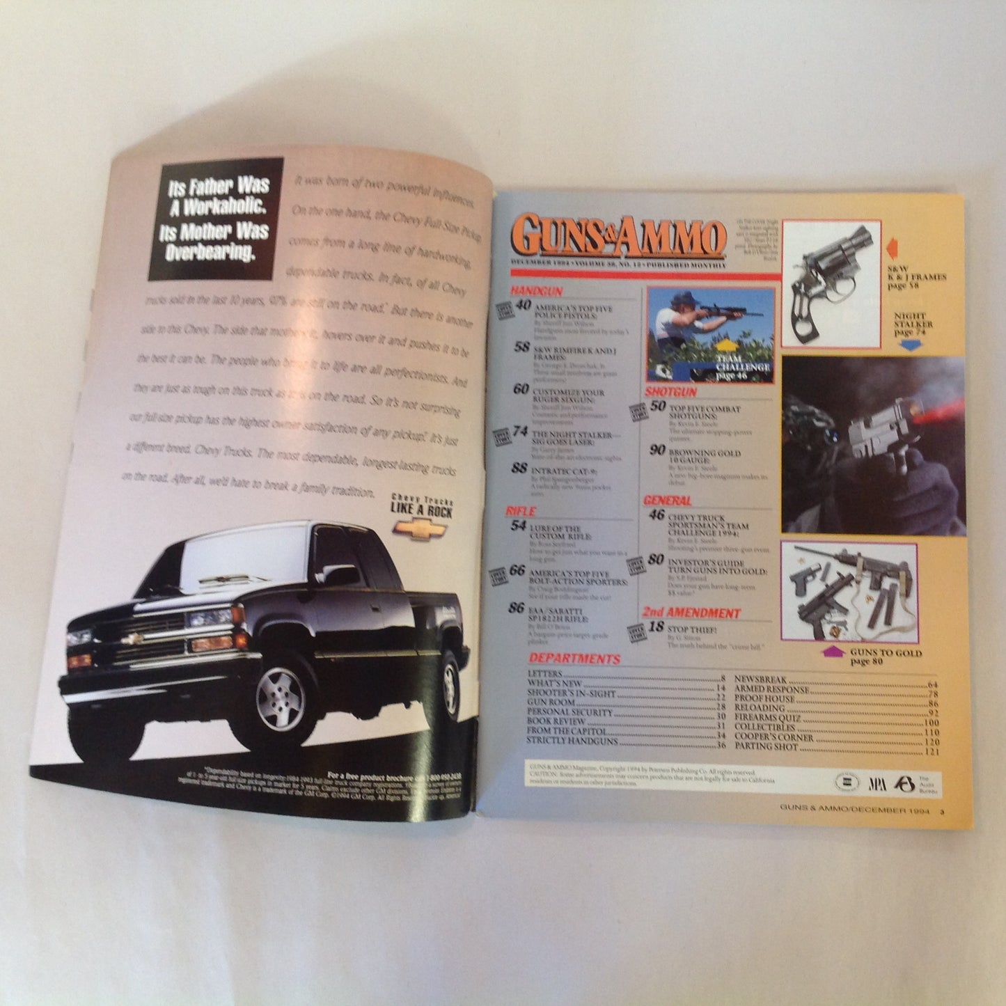 Vintage Dec 1994 Guns & Ammos Magazine Top 5 Picks Police Pistols Combat Shotguns Sporting Rifles