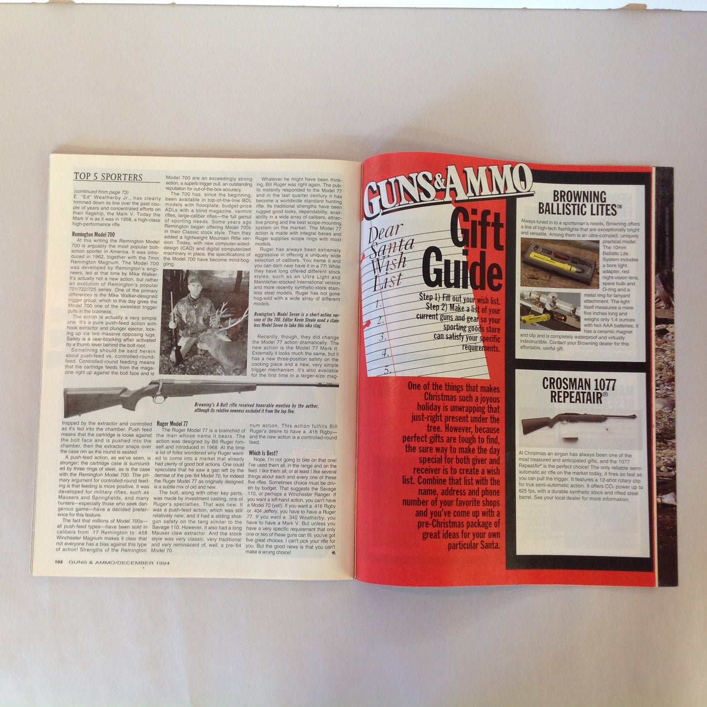 Vintage Dec 1994 Guns & Ammos Magazine Top 5 Picks Police Pistols Combat Shotguns Sporting Rifles