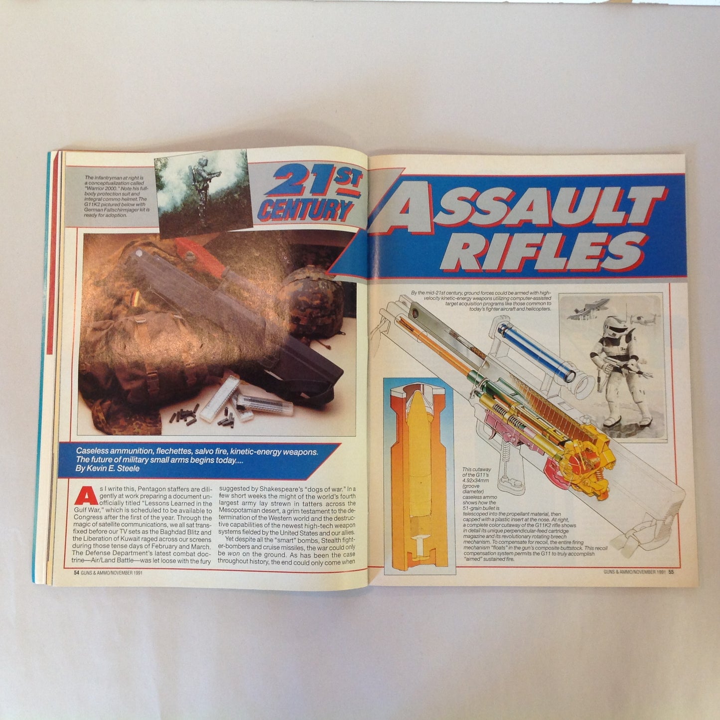 Vintage Nov 1991 Guns & Ammo Magazine 21st Century Assault Rifles Handgun Firepower Shooting Colt
