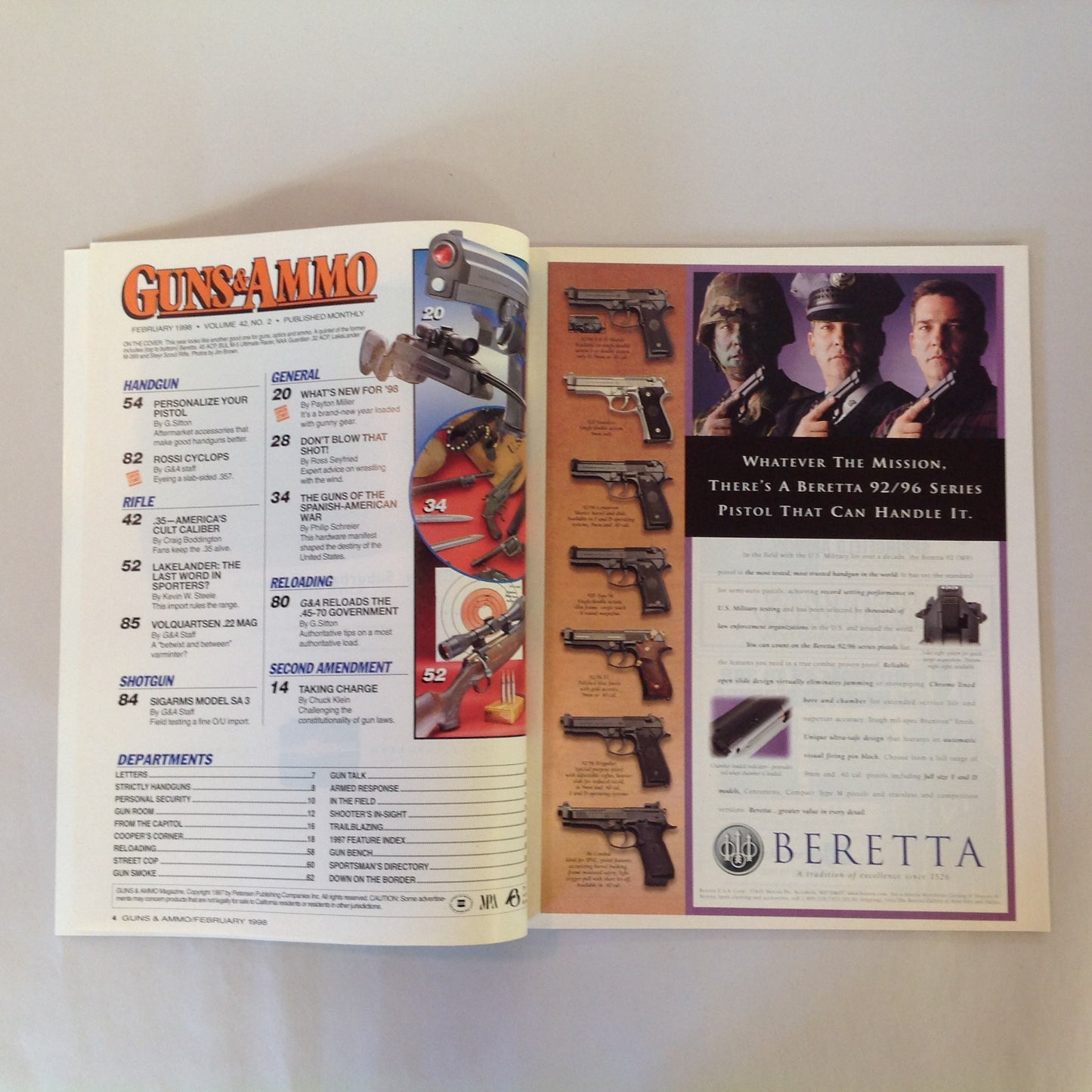 Vintage Feb 1998 Guns & Ammo Magazine 40th Anniversary New for 98