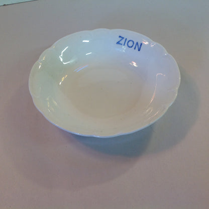 Vintage Mid Century White Porcelain Dessert Bowl Zion Ware Restaurant Coffee Diner