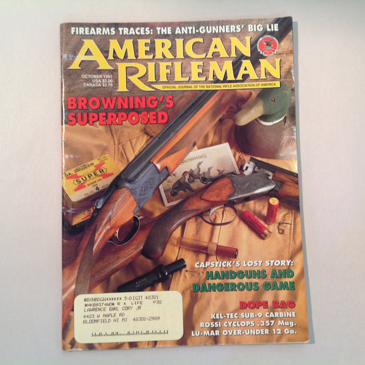 Vintage Oct 1997 American Rifleman Magazine Browning's Superposed Capstick Lost Story