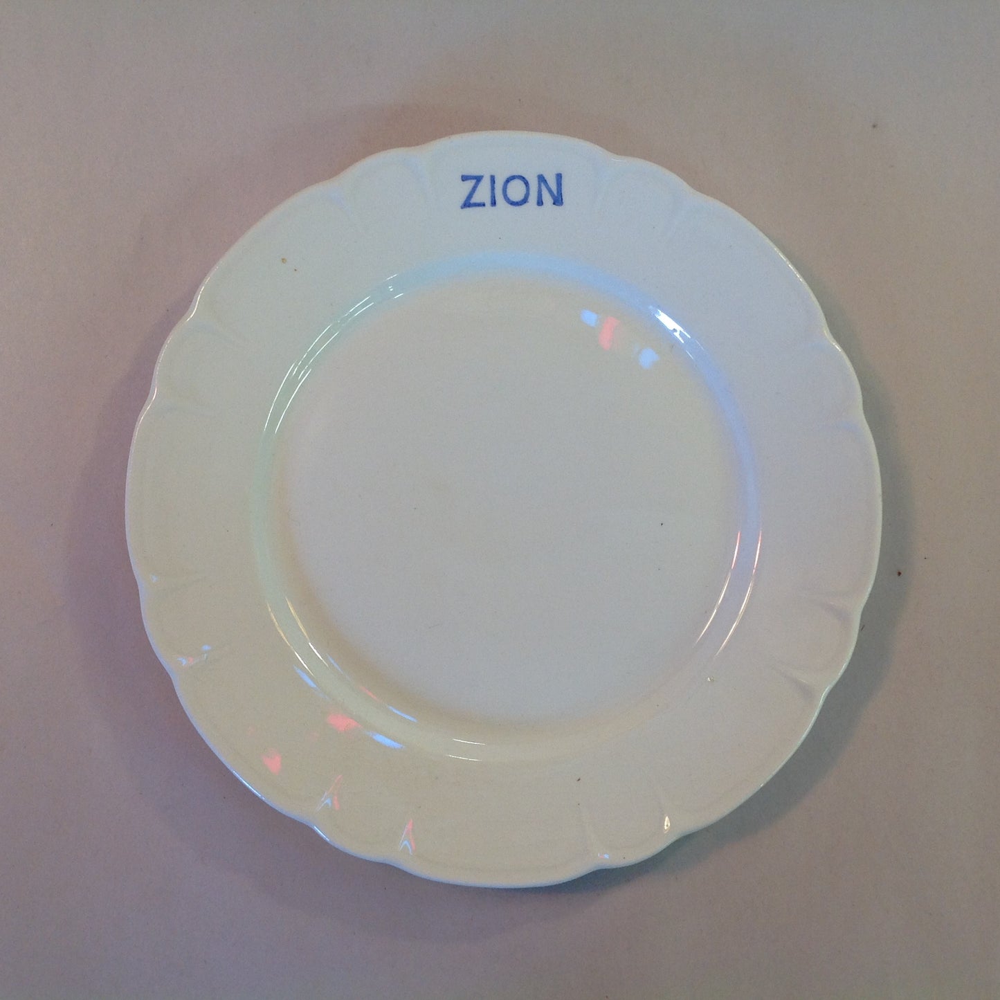 Vintage Mid Century White Porcelain Small Plate Zion Ware Restaurant Coffee Diner