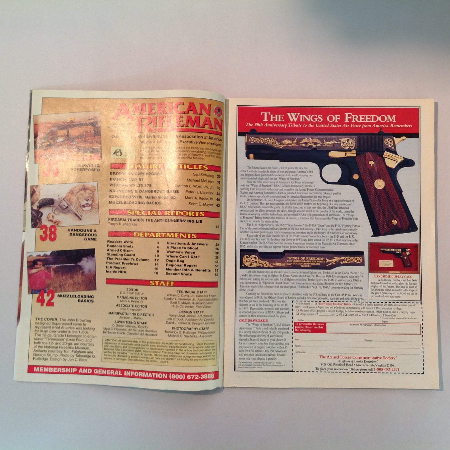 Vintage Oct 1997 American Rifleman Magazine Browning's Superposed Capstick Lost Story