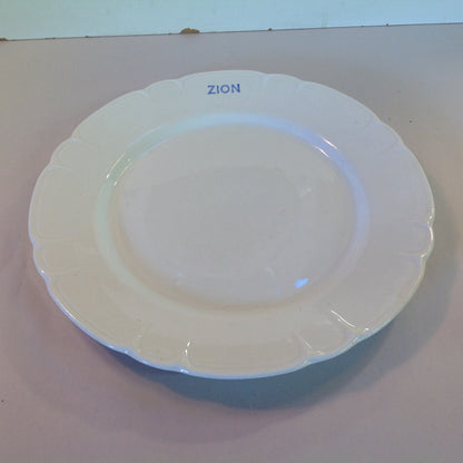 Vintage Mid Century White Porcelain Large Plate Zion Ware Restaurant Coffee Diner