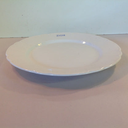 Vintage Mid Century White Porcelain Large Plate Zion Ware Restaurant Coffee Diner