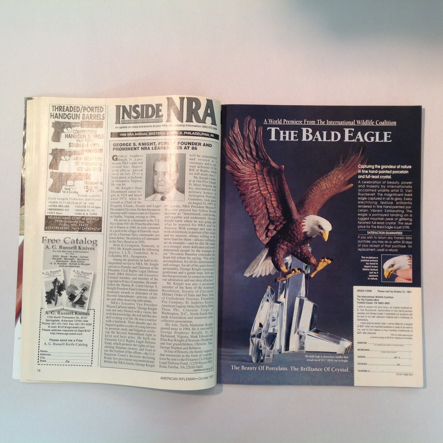 Vintage Oct 1997 American Rifleman Magazine Browning's Superposed Capstick Lost Story