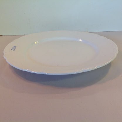 Vintage Mid Century White Porcelain Large Plate Zion Ware Restaurant Coffee Diner