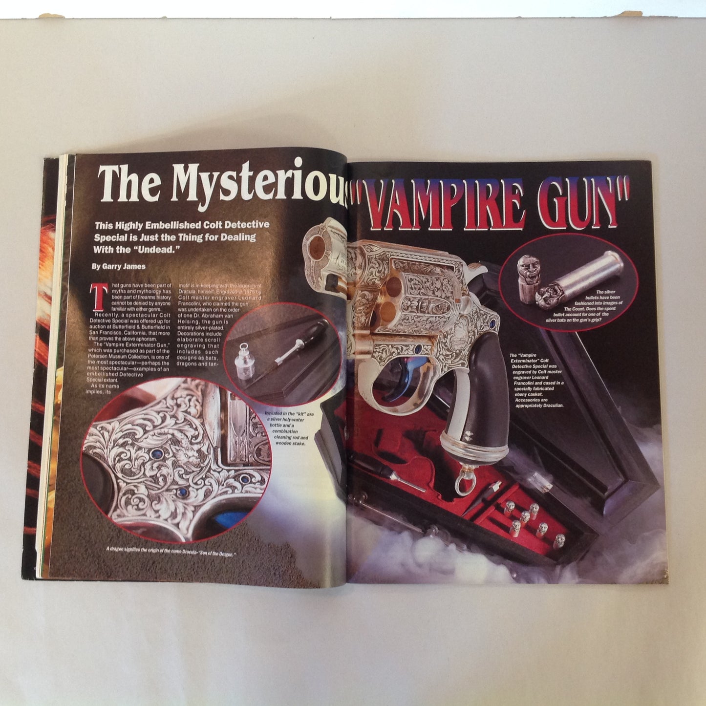 Vintage Apr 1998 Guns & Ammo Magazine 40th Anniversary Mini Sniper Torture Test NAA Guardian Vampire Gun