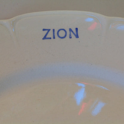 Vintage Mid Century White Porcelain Large Plate Zion Ware Restaurant Coffee Diner