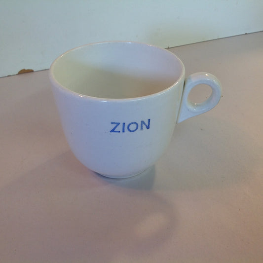 Vintage Mid Century White Porcelain Mug Zion Ware Restaurant Coffee Diner