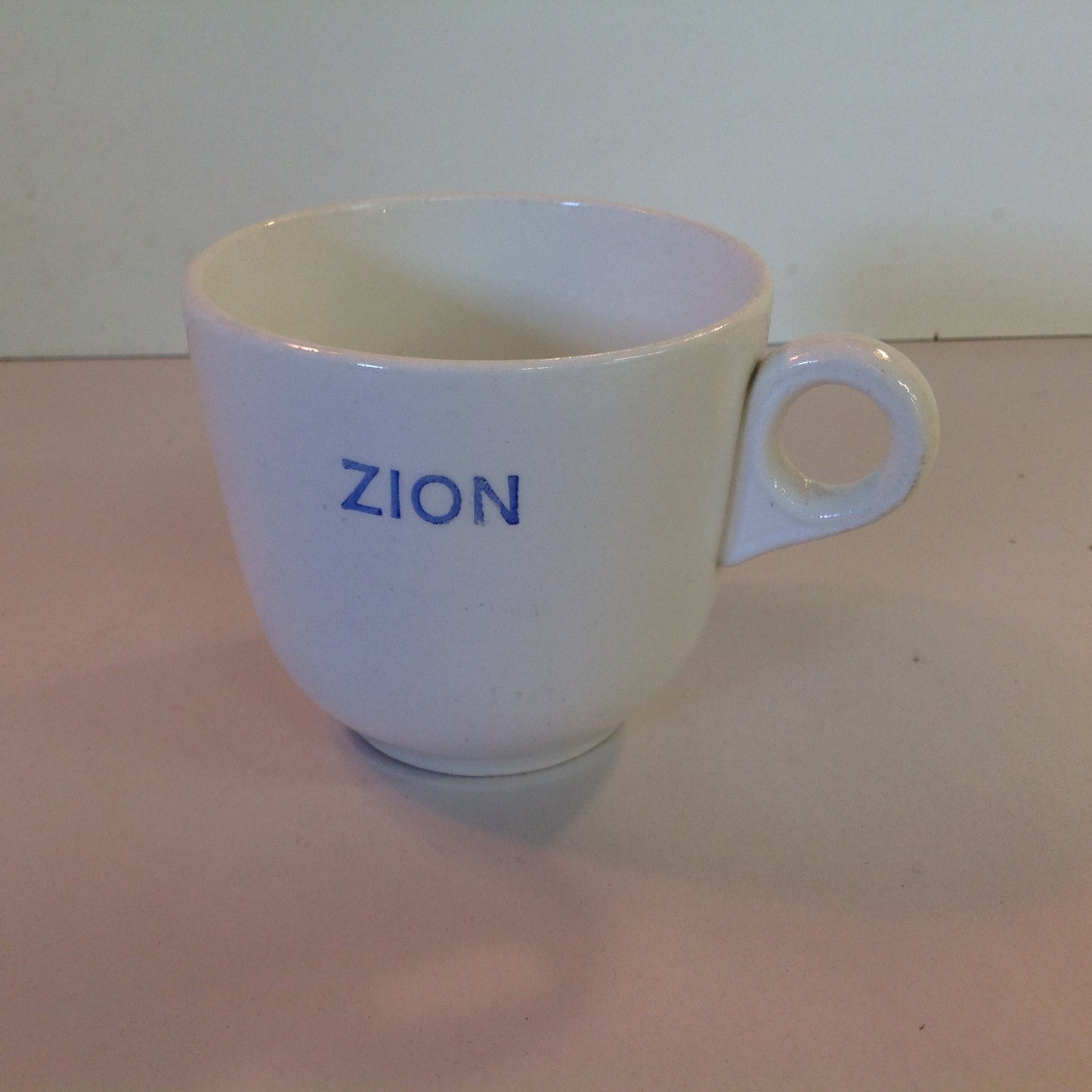 Vintage Mid Century White Porcelain Mug Zion Ware Restaurant Coffee Diner