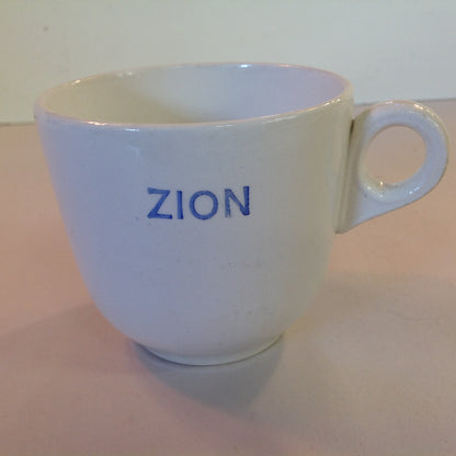 Vintage Mid Century White Porcelain Mug Zion Ware Restaurant Coffee Diner