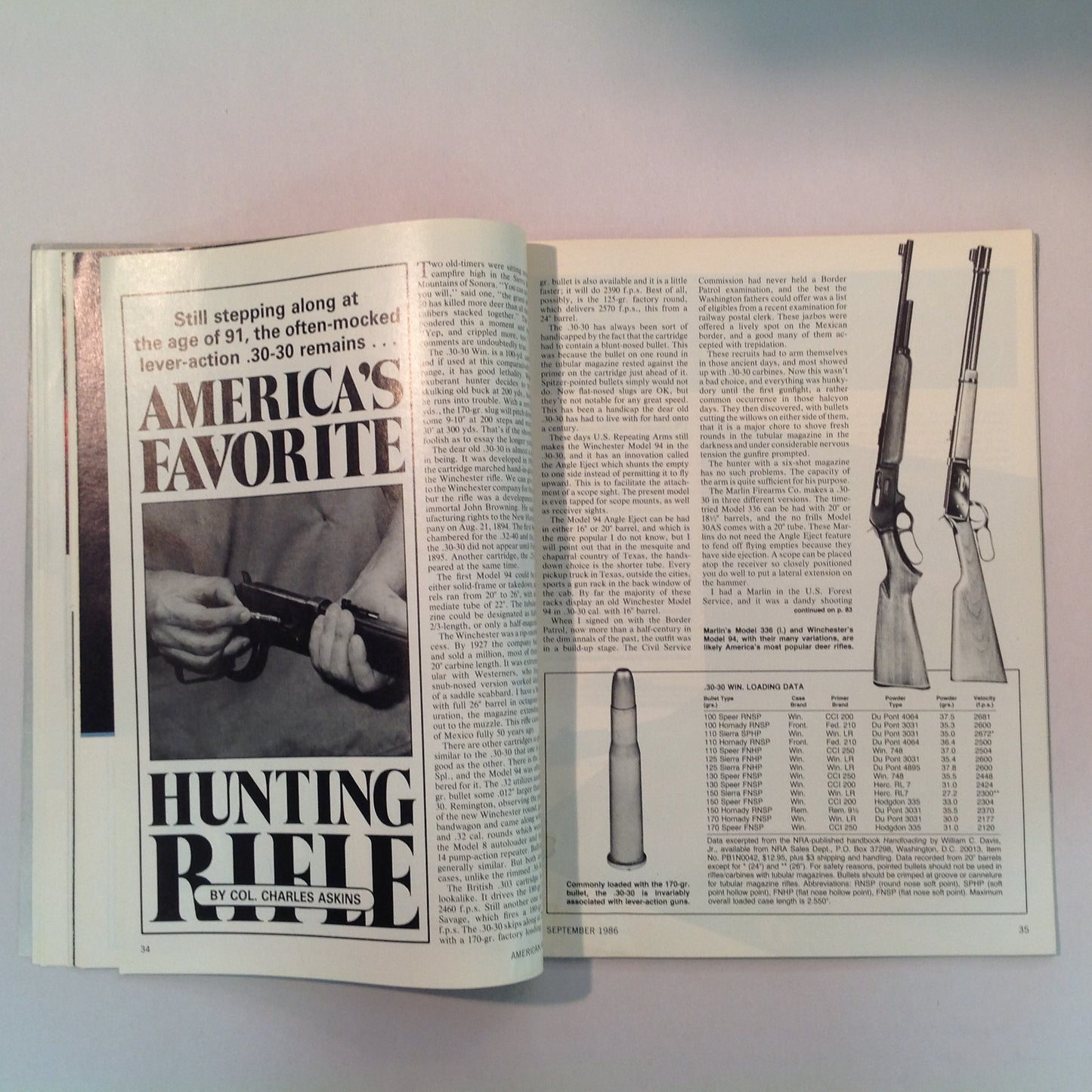 Vintage Sep 1986 American Rifleman Magazine Exploded Views: Colt 1902 Marine Marksmanship Muzzleloading Shotgunning
