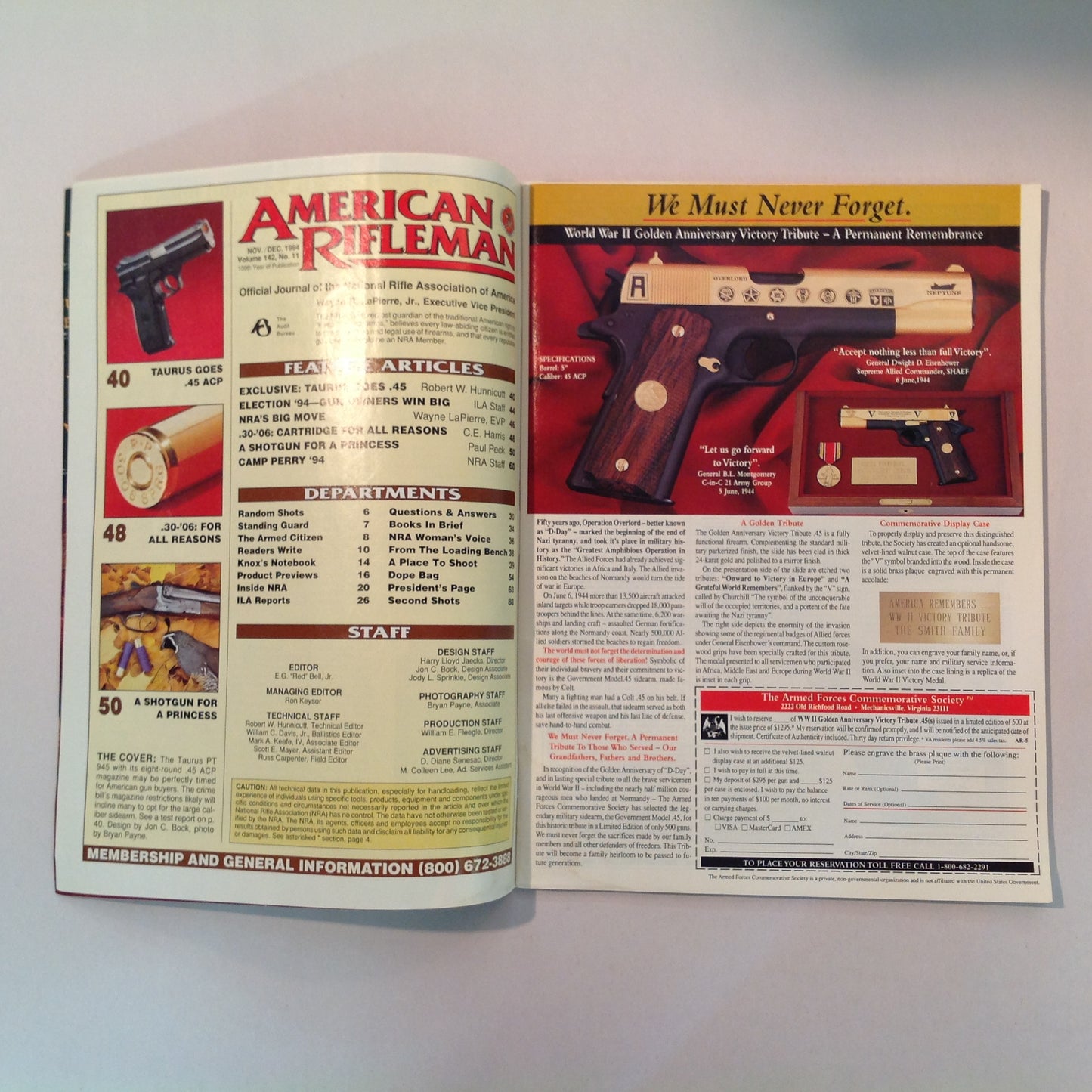 Vintage Nov/Dec American Rifleman Magazine Taurus Goes .45 ACP .30-06 Cartridge Shotgun For a Princess Camp Perry Report