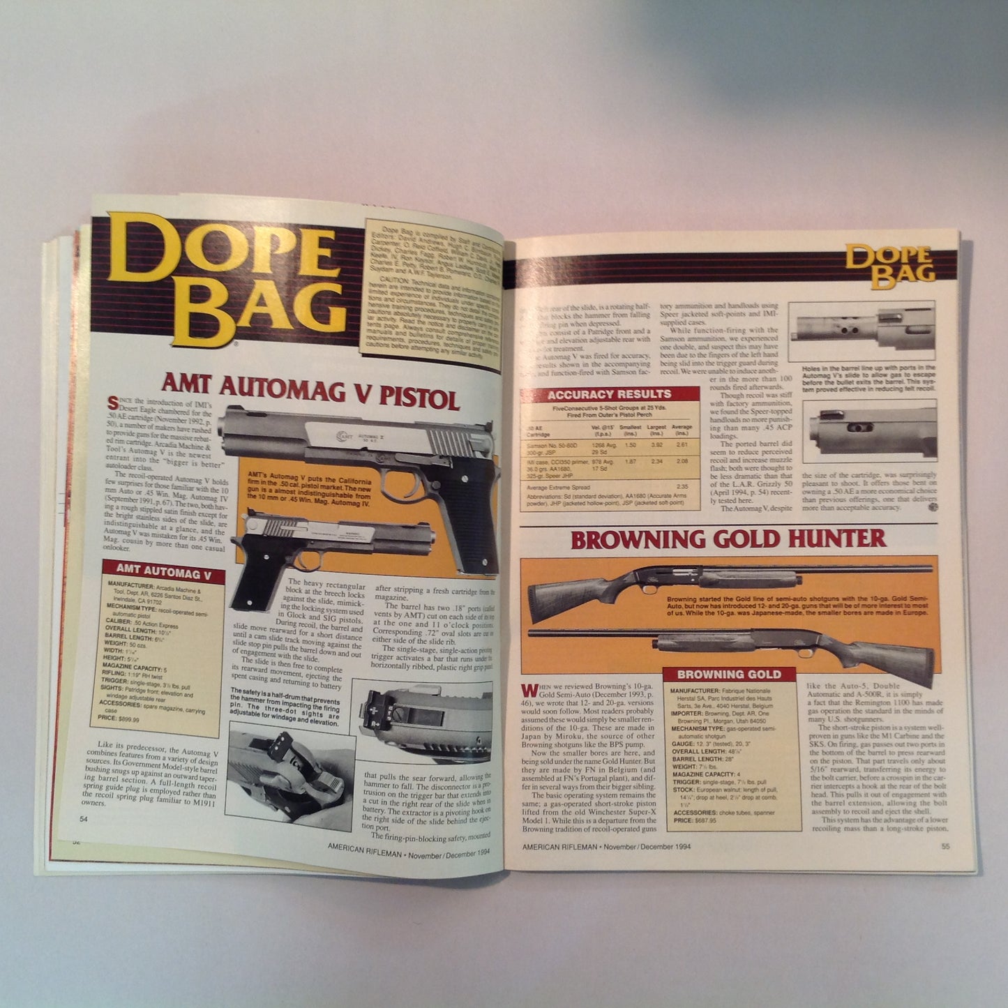 Vintage Nov/Dec American Rifleman Magazine Taurus Goes .45 ACP .30-06 Cartridge Shotgun For a Princess Camp Perry Report