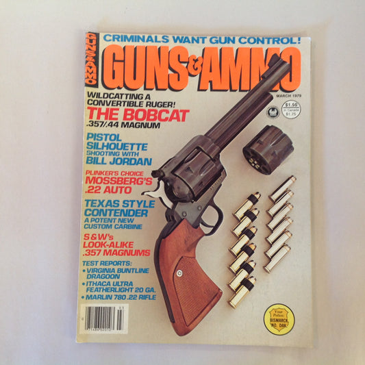 Vintage Mar 1979 Guns & Ammo Magazine The Bobcat Pistol Silhouette Mossberg .22 Auto