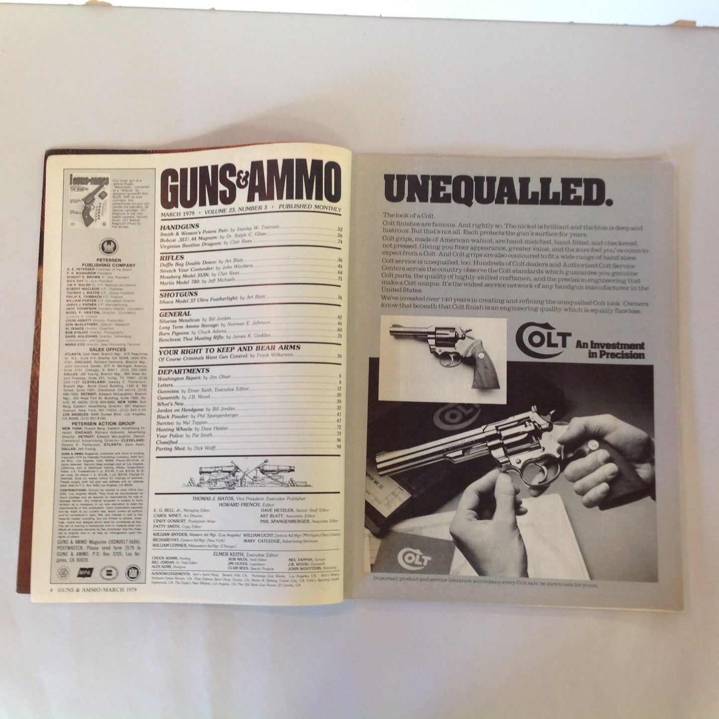 Vintage Mar 1979 Guns & Ammo Magazine The Bobcat Pistol Silhouette Mossberg .22 Auto