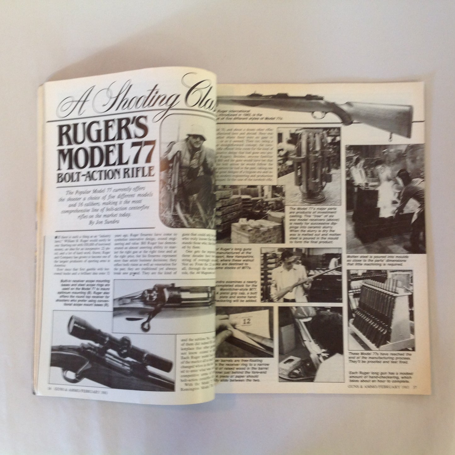 Vintage Feb 1983 Guns & Ammo Magazine Ruger M-77 Super Luger Hunting Loads Japanese Revolver
