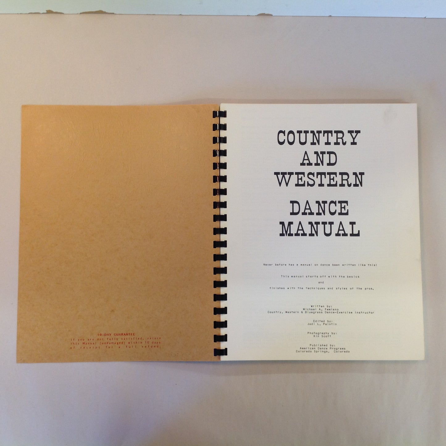 Vintage 1983 Spiral Bound Country & Western Dance Manual Michael Femiano Swing Round Two Step Line