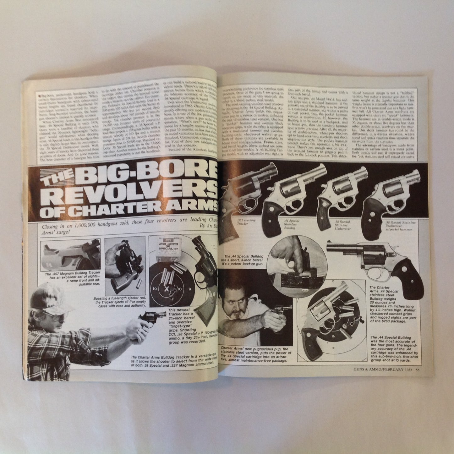Vintage Feb 1983 Guns & Ammo Magazine Ruger M-77 Super Luger Hunting Loads Japanese Revolver