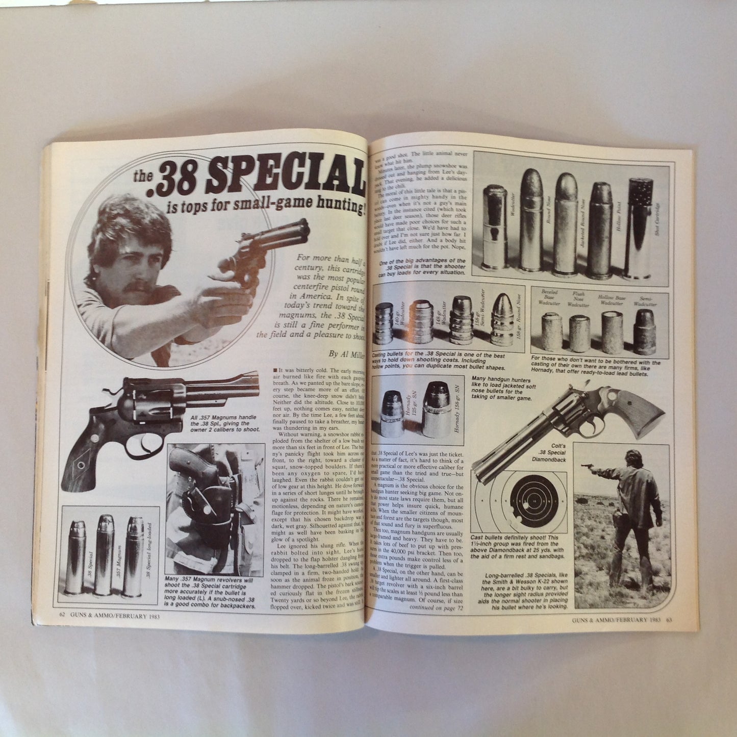 Vintage Feb 1983 Guns & Ammo Magazine Ruger M-77 Super Luger Hunting Loads Japanese Revolver