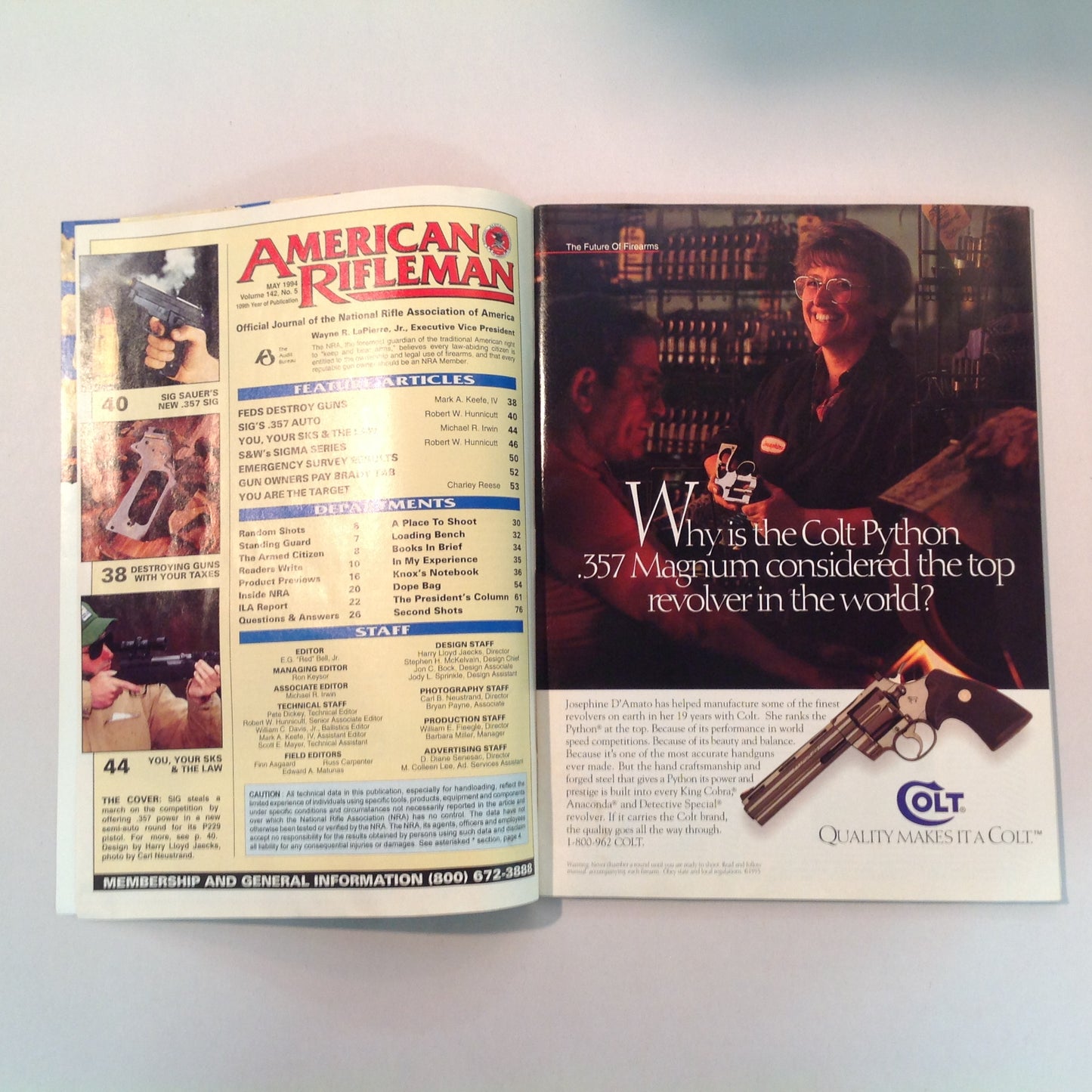 Vintage May 1994 American Rifleman Magazine Exclusive: .357 Sig Auto Test Report New S&W Sigma Series NRA Members Vote