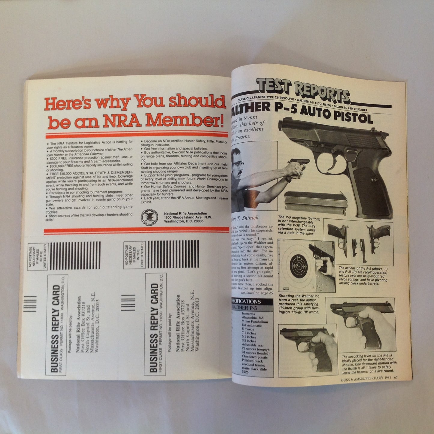 Vintage Feb 1983 Guns & Ammo Magazine Ruger M-77 Super Luger Hunting Loads Japanese Revolver