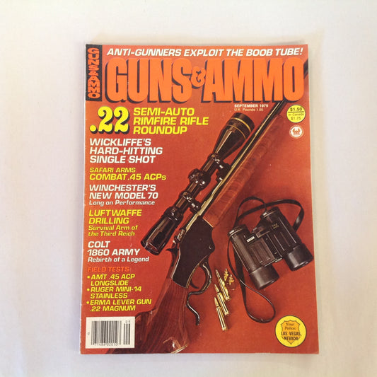 Vintage Sep 1979 Guns & Ammo Magazine .22 Rimfire Rifle Roundup Safari Arms Winchester Luftwaffe Colt 1860