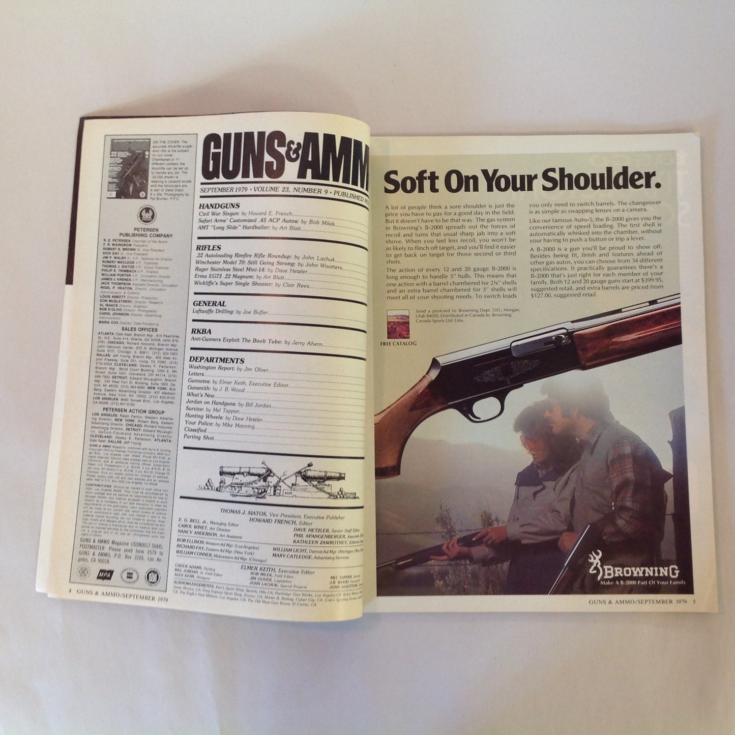 Vintage Sep 1979 Guns & Ammo Magazine .22 Rimfire Rifle Roundup Safari Arms Winchester Luftwaffe Colt 1860