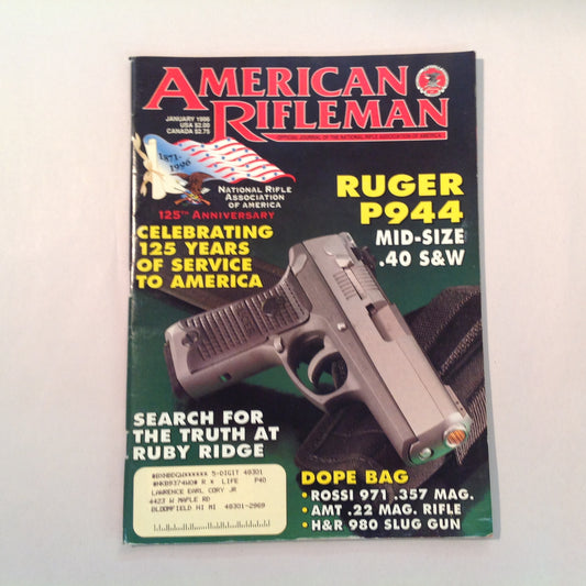Vintage Jan 1996 American Rifleman Magazine Celebrating 125 Years NRA Ruger P944 Truth at Ruby Ridge