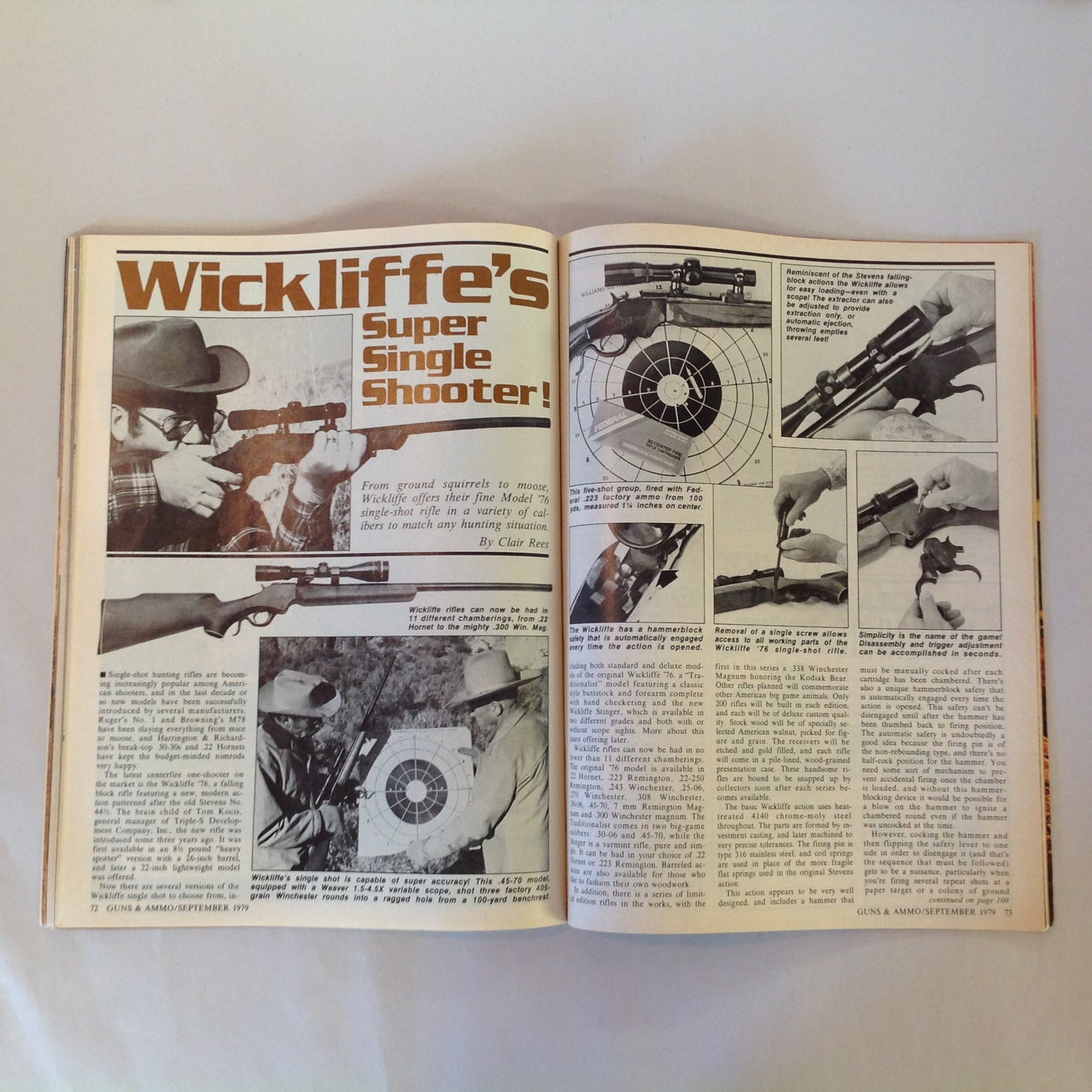 Vintage Sep 1979 Guns & Ammo Magazine .22 Rimfire Rifle Roundup Safari Arms Winchester Luftwaffe Colt 1860