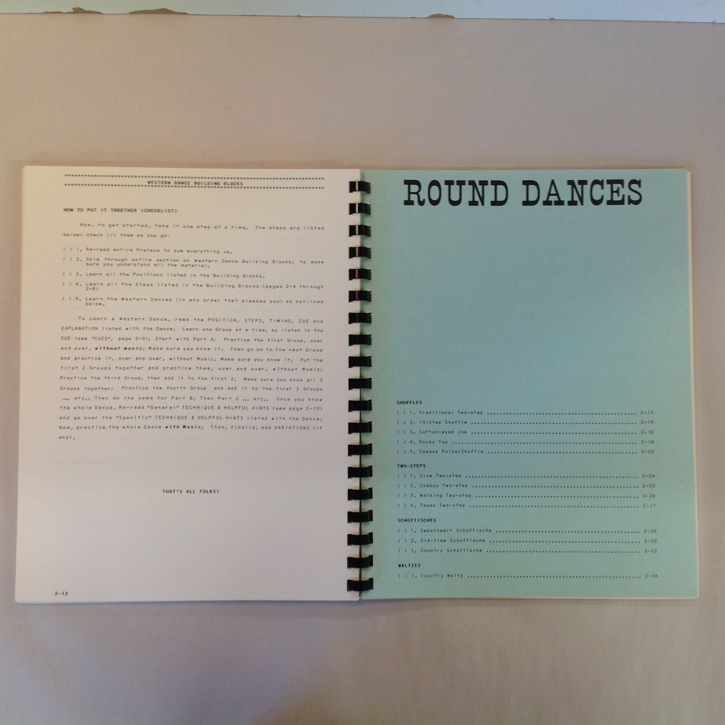 Vintage 1983 Spiral Bound Country & Western Dance Manual Michael Femiano Swing Round Two Step Line