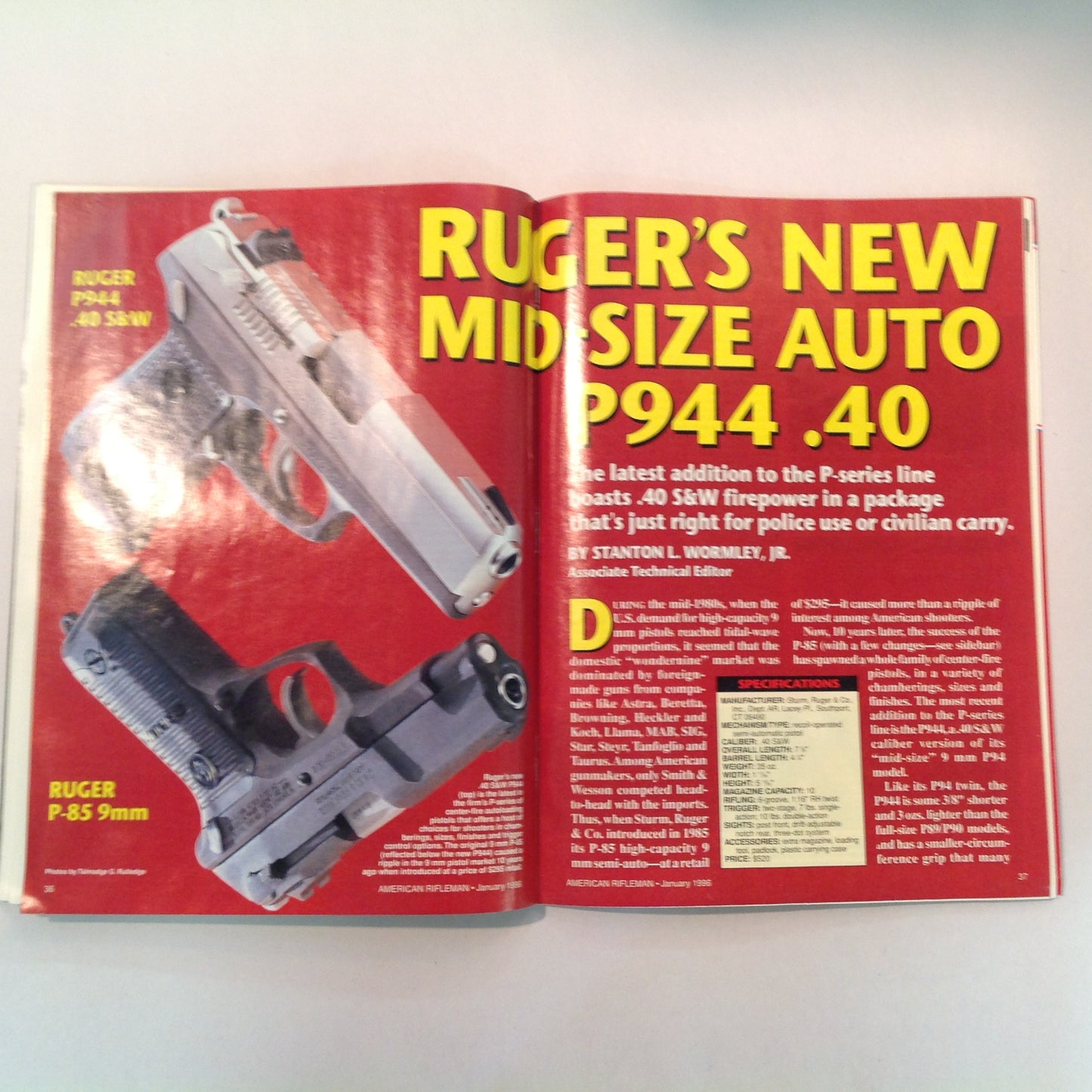 Vintage Jan 1996 American Rifleman Magazine Celebrating 125 Years NRA Ruger P944 Truth at Ruby Ridge