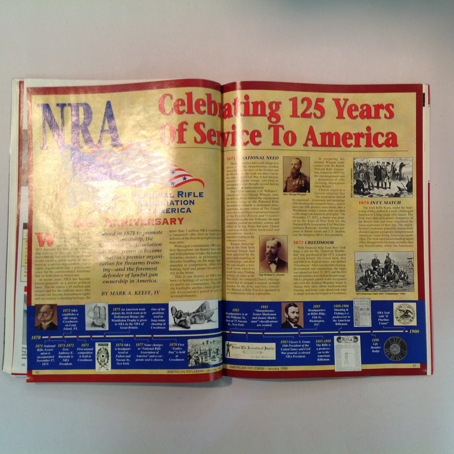 Vintage Jan 1996 American Rifleman Magazine Celebrating 125 Years NRA Ruger P944 Truth at Ruby Ridge