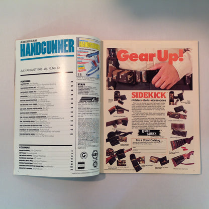 Vintage Jul/Aug 1985 American Handgunner Magazine The Wilson Accu-Comp .32 H&R Magnum Taurus M-66 Handguns of the Safari Club